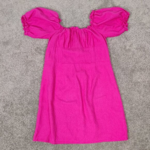 Dynamite Dresses & Skirts - Dynamite Women's Dress Size L Pink Linen Rayon Barbiecore Summer Beach Stylish